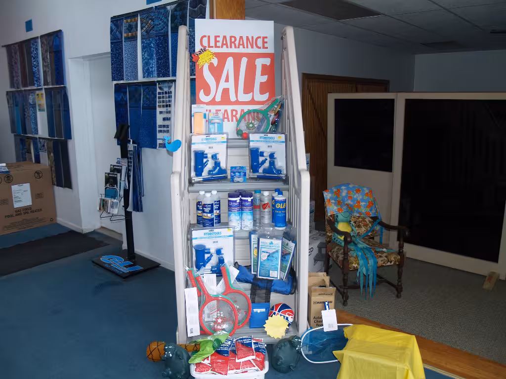 Pool supplies on sale.